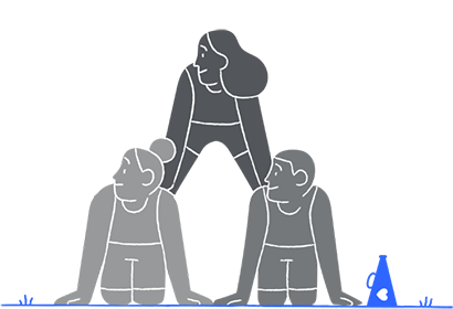 Illustration of three-person people pyramid.